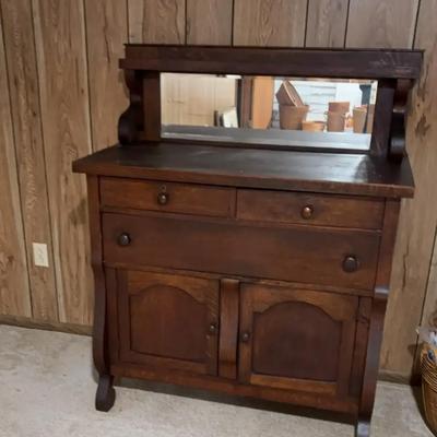 Antique Wooden Buffet Or Sideboard 