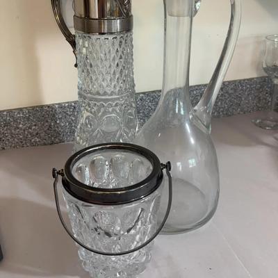 Glass (crystal?) Decanters With Ice Bucket