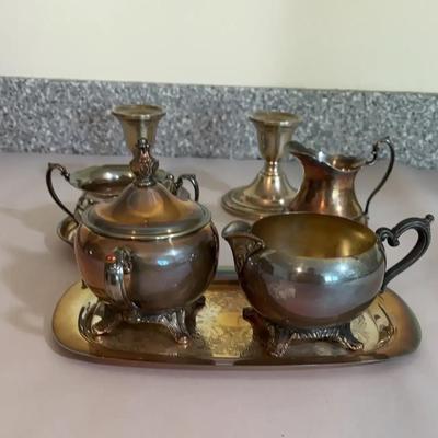 Silver Plated Tea Set With Candlesticks