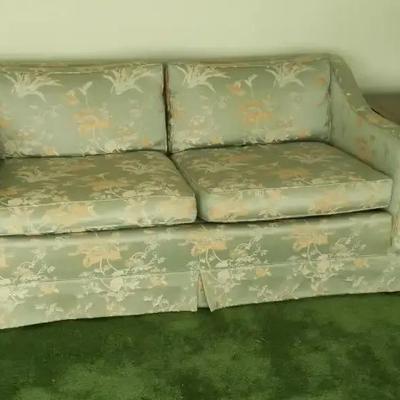 Light Green (or Bluish Green) Floral Loveseat (2 of 2)