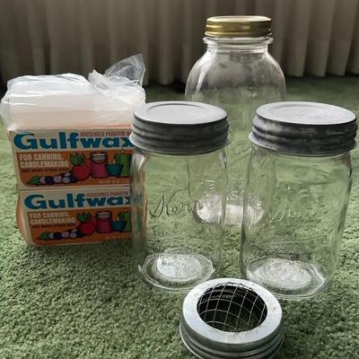 Vintage Kerr And Ball Canning Jars Plus Accessories 