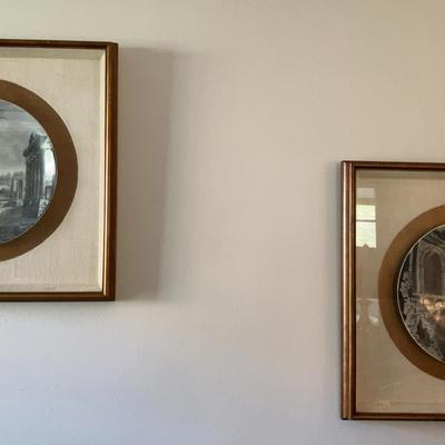Set Of 2 Fornasetti Framed Plates