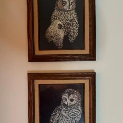 Mother And Baby Owl Set Of 2 Signed By Marjorie Brice
