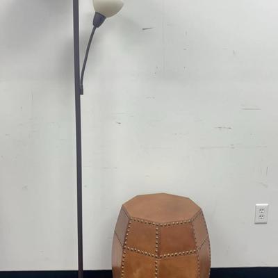 Faux Leather Studded Octagonal Storage Table and Floor Lamp