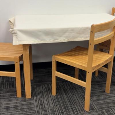 Butcher Block Style Dining Table with Chairs (3)