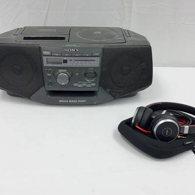 Sony CD Radio Cassette Recorder CFD-V35 plus Jabra Evolve 40 Wired Headset with USB Control