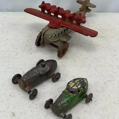 Antique Hubley “DO-X” Cast Iron Model Airplane With Slush-Cast Racers (2)