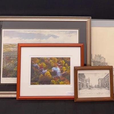 Framed Cities Prints - Baltimore, St. Louis, Charlottesville (UVA)