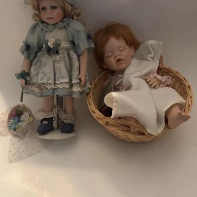 1996 Ashton Drake Cinderella Porcelain Doll 13" & Megan by fayzah spanos porcelain/bisque baby doll 