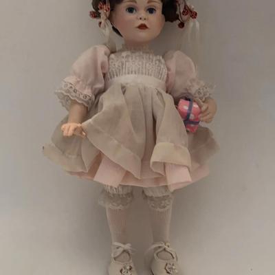 Hand-Painted Porcelain Collectible Doll - 18" Heirloom Doll with Stand