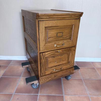Two drawer oak filing cabinet