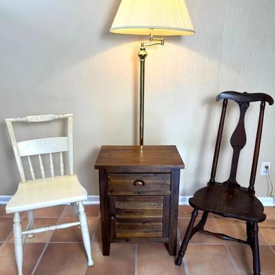 Interesting Chairs, Lamp, And Cabinet