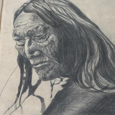 Native American Sketch Signed And Numbered Whitehall 4/250