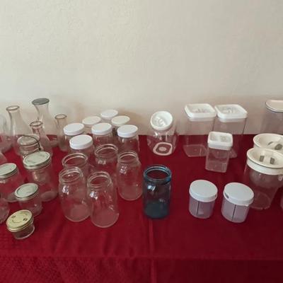 Glass Mason Jars, Carafes & Plastic Food Storage Containers