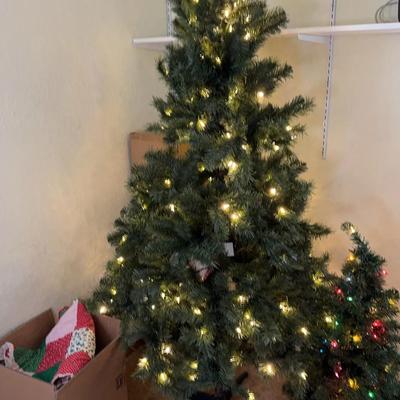 6 Ft Lighted Artificial Christmas Tree And Other Christmas Items 