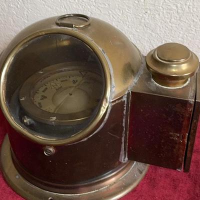 Vintage Brass Binnacle Compass With Oil Lamp Sestral