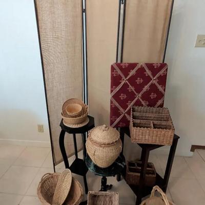 Tri-fold Screen, 3 Accent Tables, Baskets, Boxes & More