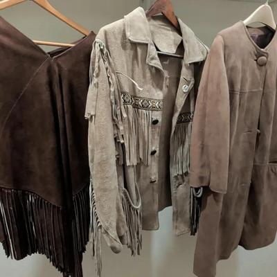 Vintage Suede Fringed Jacket & Poncho & Long Suede Coat