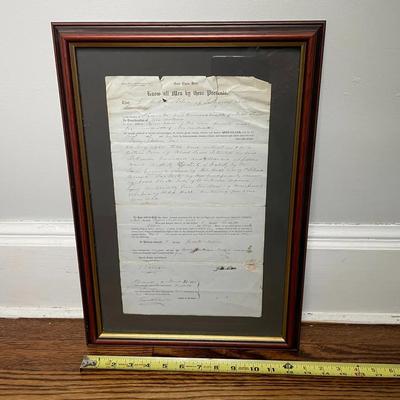 Framed 1855 Document