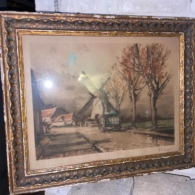 Antique 1920s Framed Lithograph