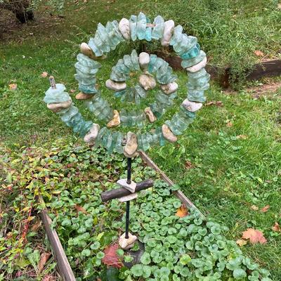 Sea Glass And Rocks Garden Sculpture