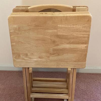 Wooden Folding TV Tray Set 