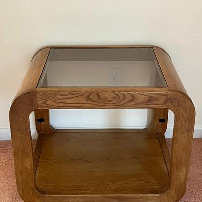 Wooden Glass Top Side Table