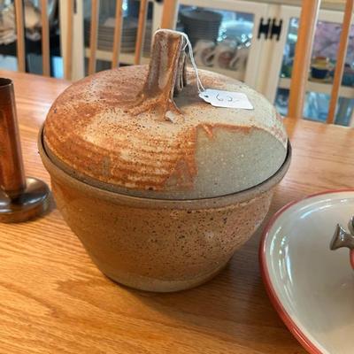 Sale Photo Thumbnail #162: Handmade lidded pottery piece. 