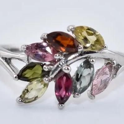 Sterling Silver Natural Unheated Colored Tourmaline Ring - VVS to IF