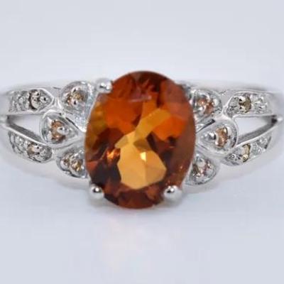 Sterling Silver 1.6 Carat Natural Unheated Oval Golden Citrine Ring - VVS to IF