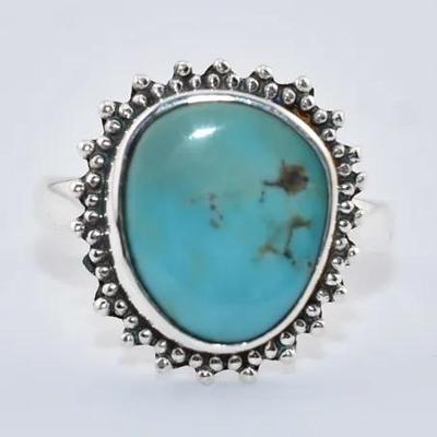 Southwest-Style Sterling Silver Natural Turquoise Ring