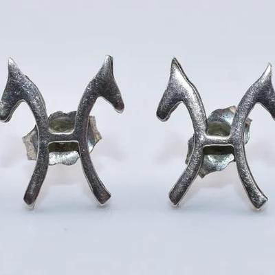 Sterling Silver Horse Brand Earrings