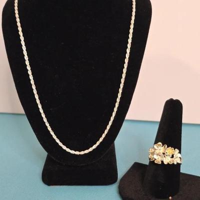 925 Irish Silver Ring And 925 Silver Necklace 