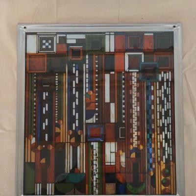 A Stained Glass Panel Adapted From A Design By Frank Lloyd Wright.