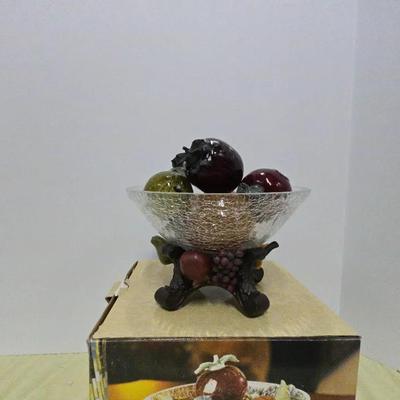 a Decorative Crackle Glass Fruit Bowl