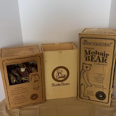 Bear Collection Including “Crumpleton” Bear Figurine, A Mohair Bear, And Bonita Bear