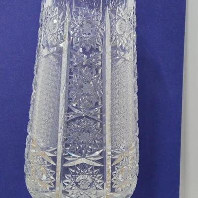 Vintage Czech Bohemia Cut Glass Vase