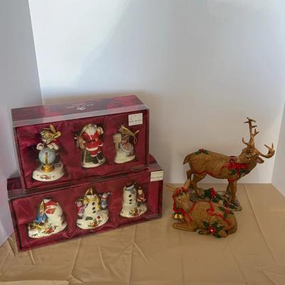 Royal Albert “Old Country Roses” Christmas Ornaments And Reindeer Figurines