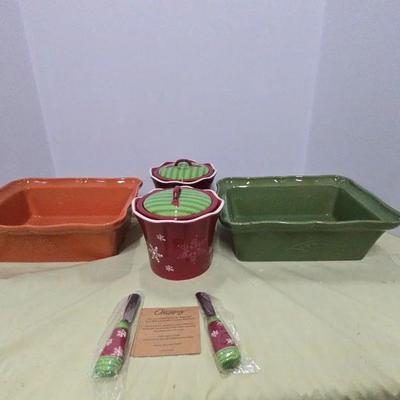 2 Sets of Swiss Colony Occasions Dip Server and Casserole Dish