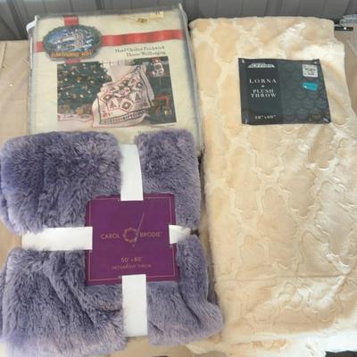 50”x60” Plush Throw Blanket, Hand Quilted Patchwork Throw, And 50”x60” Decorative Throw Blanket