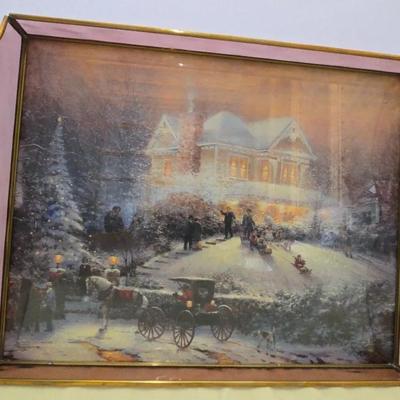 Glass tray painting Victorian Christmas II by Thomas Kinkade