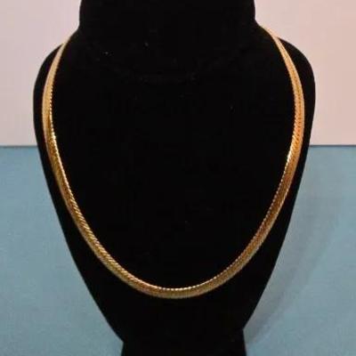 14K Yellow Gold Plated  Herringbone Chain Necklace 