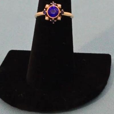 14K Yellow Gold Ring With Small Pearl Accents 