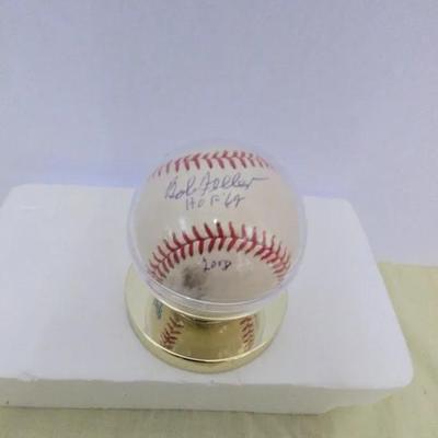 Baseball With Real Bob Feller Hand Signature 