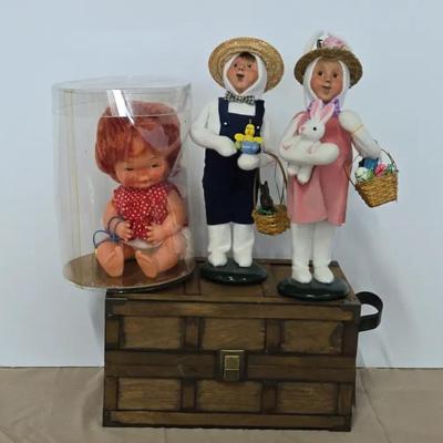 Goebel German Doll, Easter Caroler Figurines, And Trudy Traveler Wardrobe Set