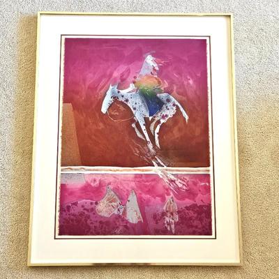 Veloy Vigil Limited Edition Serigraph Horse & Rider Southwest Native Style Signed 77/125
