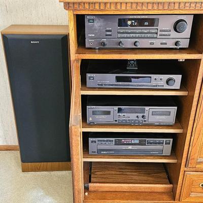 Vintage Sony Home Stereo System – Amp TA-AV521, FM Tuner ST-JX521, Dual Cassette TC-WR521, 5-Disc CDP-C321