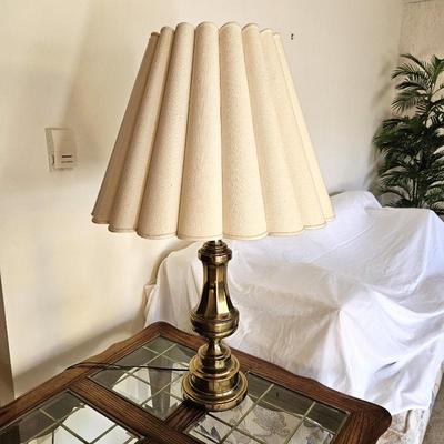  Vintage Solid Brass Stiffel Table lamp with Vintage Shade - 33" Tall Total Height