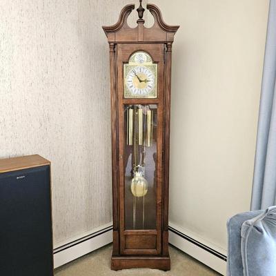 Howard Miller Tempus Fugit Grandfather Clock – Mahogany, Triple Weight, Westminster Chime, 78” Tall