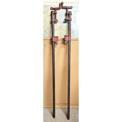 Vintage 4 Ft Pipe Clamps Pair – Woodworking Bar Clamps Heavy Duty Cast Iron